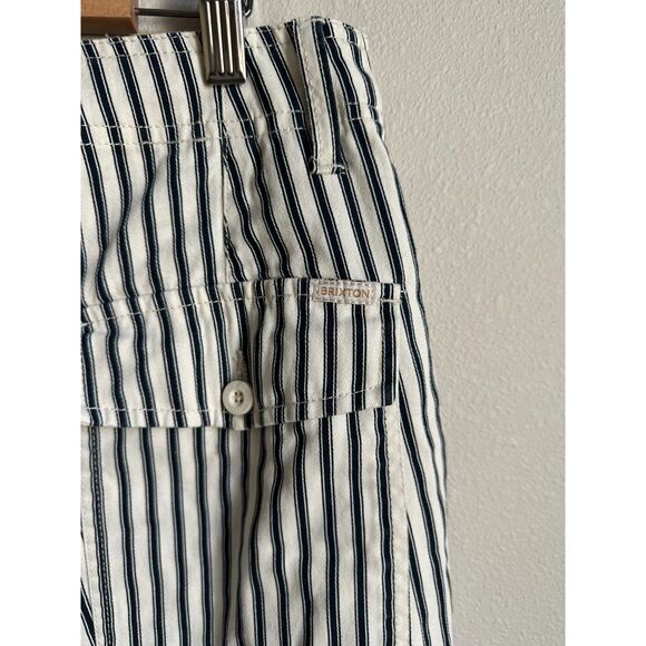 Brixton Women's Cut Vancouver Cropped Chino Navy/White Stripe Ankle Pant Size 28 - Picture 7 of 11
